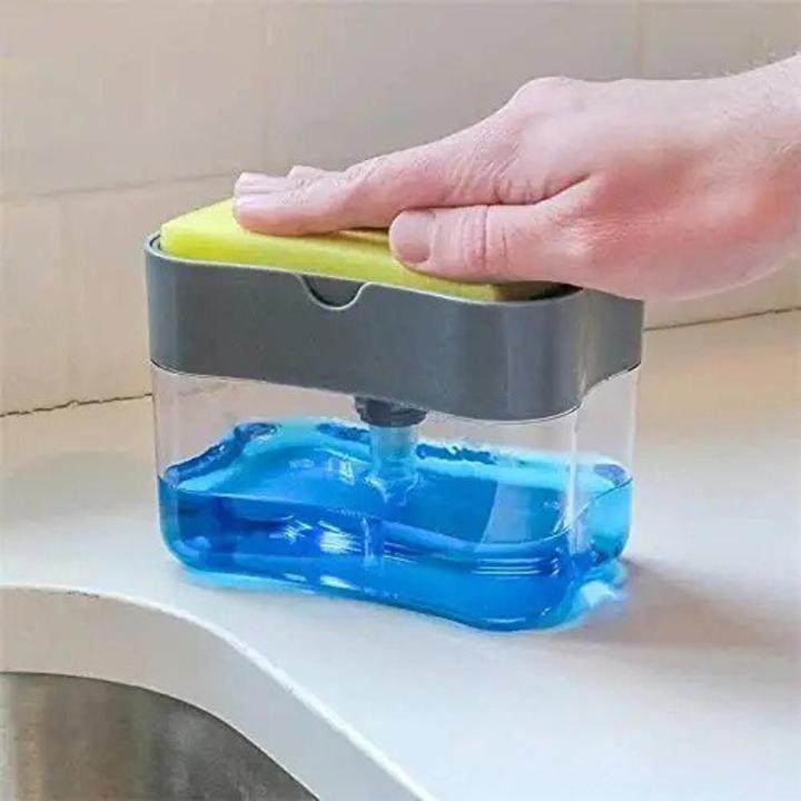 ২ ইন ১ স্পঞ্জ সোপ ডিসপেনসার 2-in-1 Sponge Soap Dispenser / Soap Dispenser with Sponge Holder - Image 2