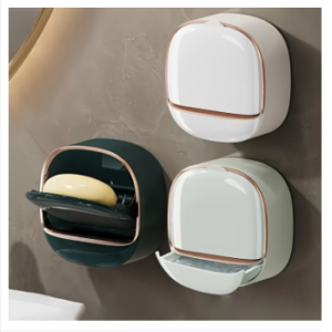 লিড ওয়াল-মাউন্টেড সোপ রেক-Wall-Mounted Soap Dish with Draining Lid (Modern Design)