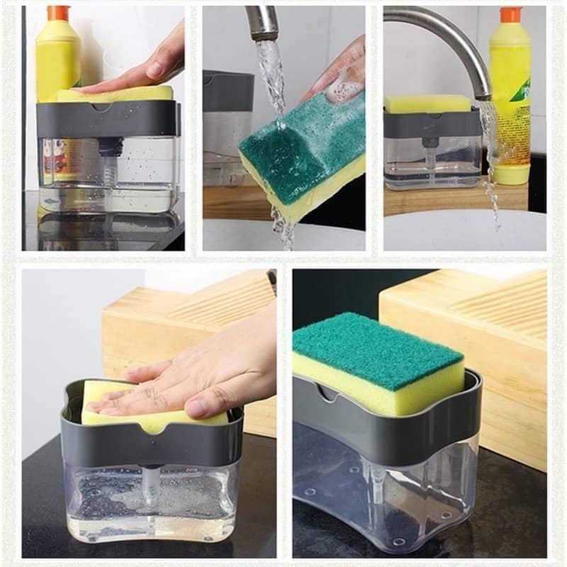২ ইন ১ স্পঞ্জ সোপ ডিসপেনসার 2-in-1 Sponge Soap Dispenser / Soap Dispenser with Sponge Holder - Image 3