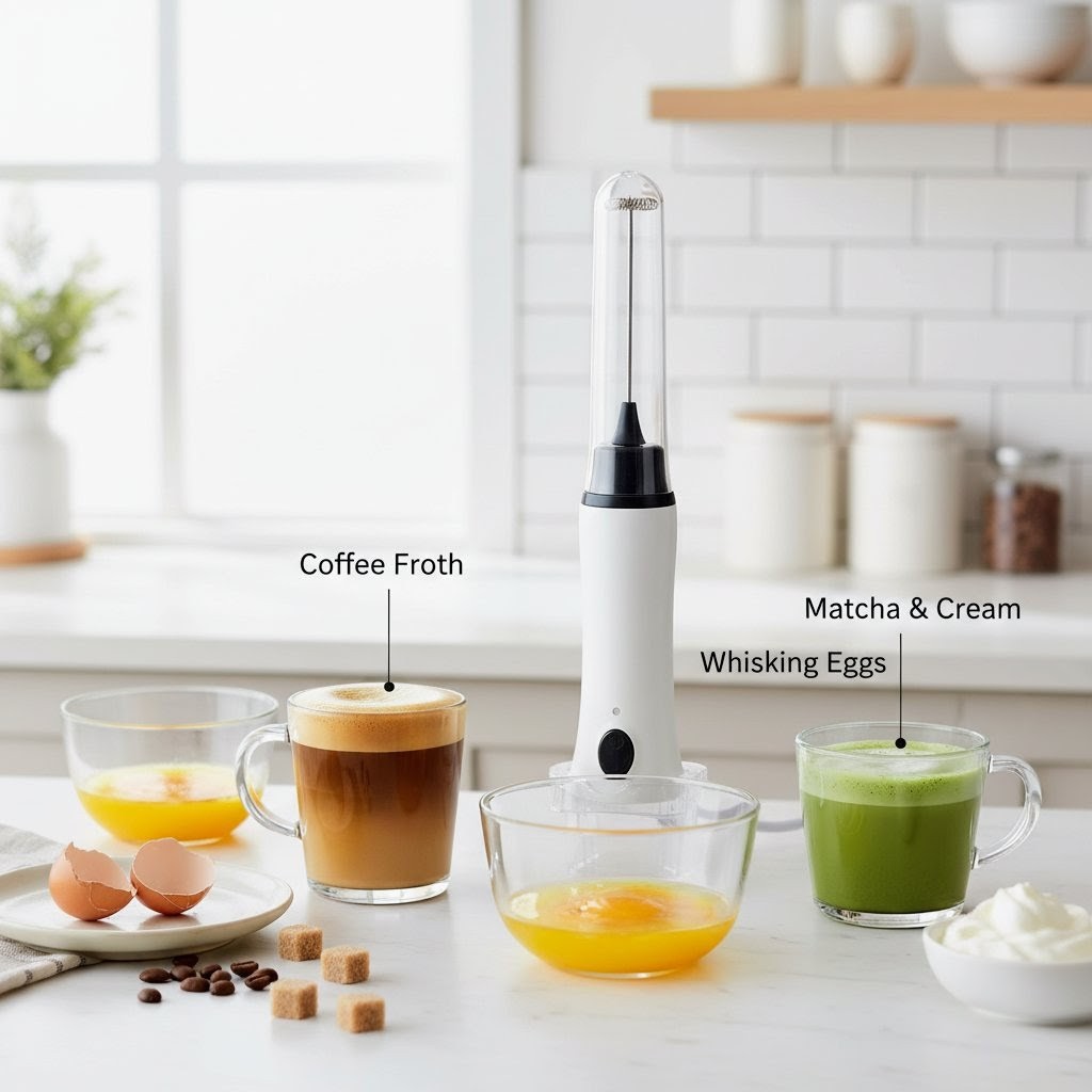 পোর্টেবল হ্যান্ডহেল্ড কফি ফ্রদার ও মিক্সার-Portable Handheld Coffee Frother & Mixer / Multi-functional Egg Beater - Image 2